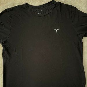 Tesla Small White Tesla Logo Black T-Shirt